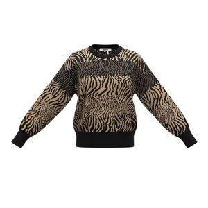 DKNY Womens Beige & Black Animal Print Sweater Size S